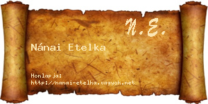 Nánai Etelka névjegykártya